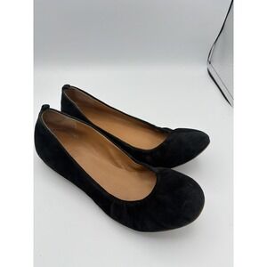 J.Crew Shoes Womens Size 8.5 39 Black Suede Ballet Flats Round Toe Slip On